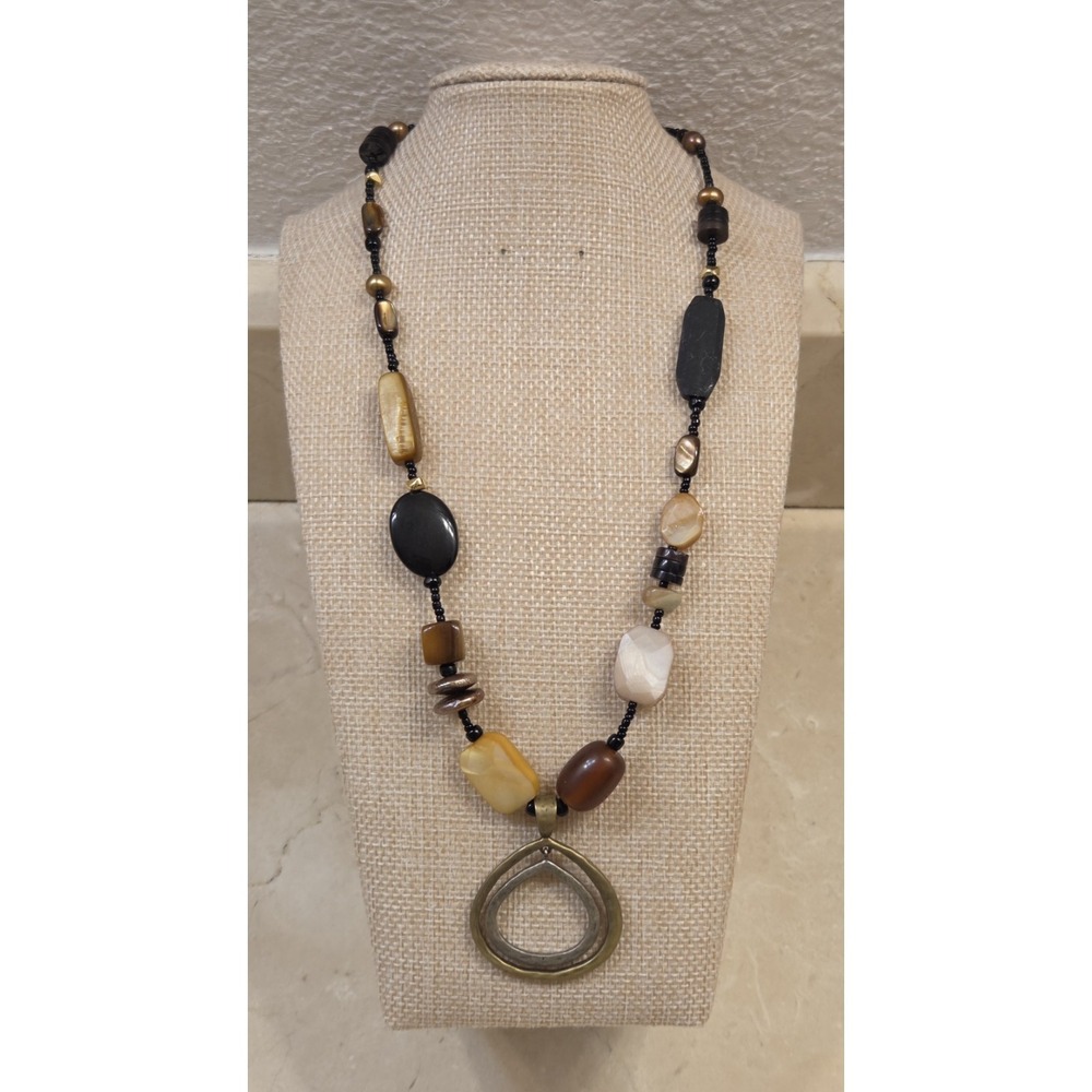 Retired Silpada Pendant Necklace N1787 Sterling Silver Brass‎ Pearl Shell Horn